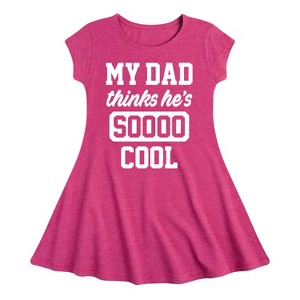 Girls' - Instant Message - Cool Dad He Thinks Fit & Flair Cap Sleeve Graphic Dress - 1 of 4