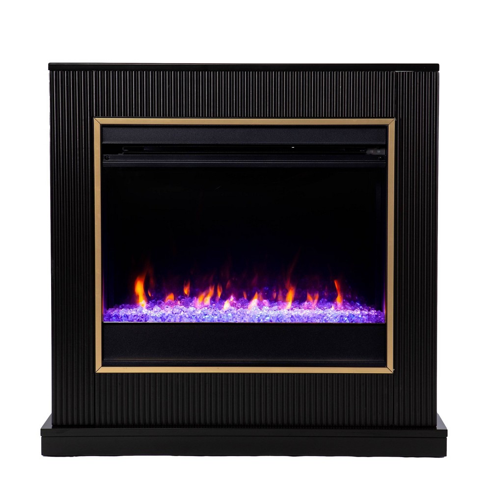 Photos - Electric Fireplace Stallamp Color Changing  Black/Gold - Aiden Lane