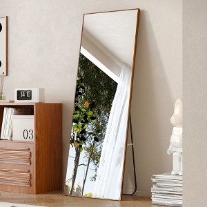 PAGED Rectangle Full Length Mirror,Leaning Floor Full Body Mirror with Solid Wood Frame,Suitable for Bedroom or Cloakroom - 1 of 4