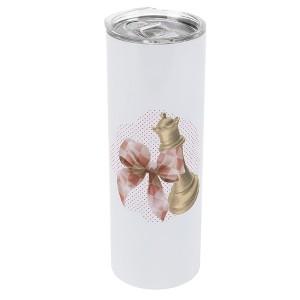 Elanze Designs 20 Ounce Stainless Steel On the Go Travel Tumbler With Push Top Lid, Chess Piece With Bow - 1 of 1