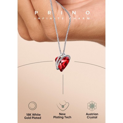 URECOVER Women Necklace Love Heart Pendant and Silver, Crystal Necklace Gift for Mom Wife Girlfriend