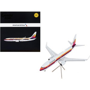 Boeing 737-800 Commercial Aircraft with Flaps Down "American Airlines" Gray w/Stripes 1/200 Diecast Model Airplane by GeminiJets - 1 of 4