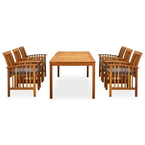 vidaXL Garden Dining Set Dark Grey Cushions and Natural Wood - 1 of 4