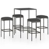 vidaXL 5 Piece Patio Bar Set with Cushions Poly Rattan Gray - 2 of 4