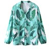 Nlife Women Lapel Collar Floral Print Button Down Long Sleeve Elastic Cuff Shirt - 2 of 4