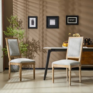 Set of 2 Rustic Dining Chairs with Upholstered Seat and Back,Fluted Wood Legs for Farmhouse Dining Room-Cuddlewood - 1 of 4