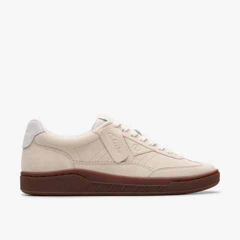 Clarks Mens Craft Rally Ace Off White Suede Shoes 10 Medium