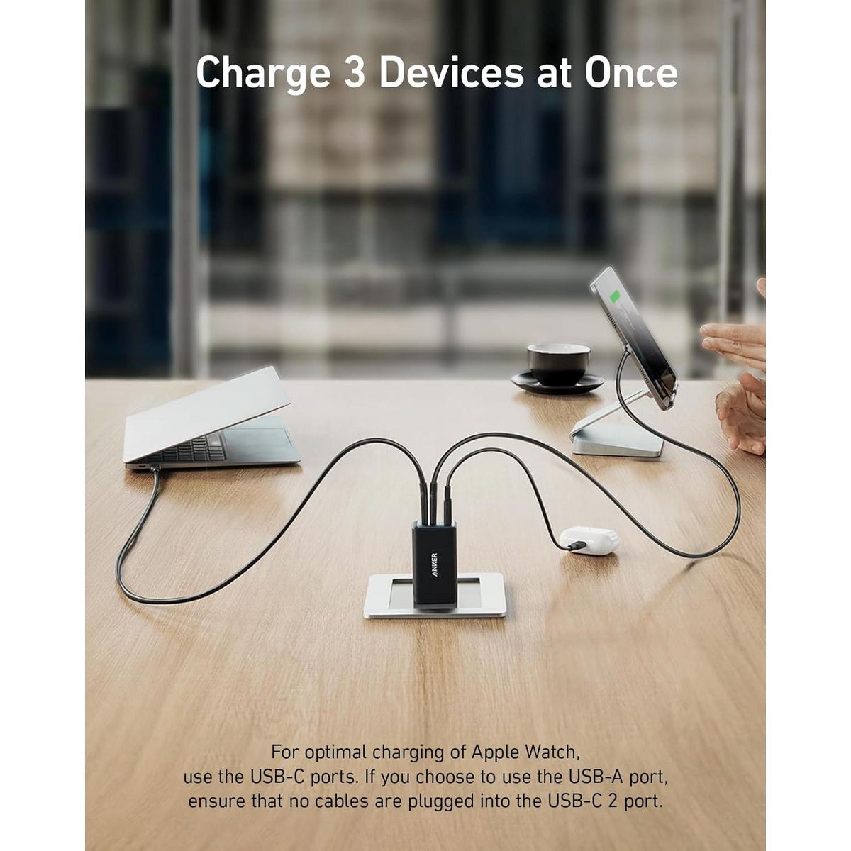 Anker 65W Max 3-Port USB C Charger Block, Compact Foldable Phone Charger - thumbnail 3