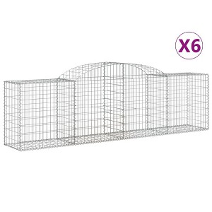 vidaXL Gabion Basket 6 Pcs - Arched Decorative Barrier, Galvanized Iron, 118.1"x19.7"x31.5"/39.4" - 1 of 4