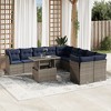 vidaXL 11 Piece Garden Sofa Set with Cushions Poly Rattan - Gray - 2 of 4
