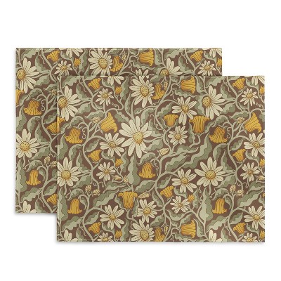 Sewzinski Retro Flowers on Brown Placemats - Deny Designs