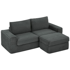 NicBex Modern Sofa Couch Corduroy Sleeper Sofa with Movable Ottoman for Living Room and Office - 1 of 4