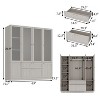 Hitow Modern Gray Armoire Set Frosted Glass Doors Woodgrain Finish Cream Style - 3 of 4