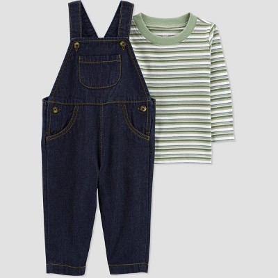 Carter's Just One You® Baby Boys' Striped Denim Top & Bottom Set - Green 3M