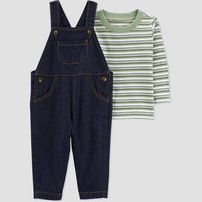 Image of Carter's Just One You® Baby Boys' Striped Denim Top & Bottom Set - Green 12M