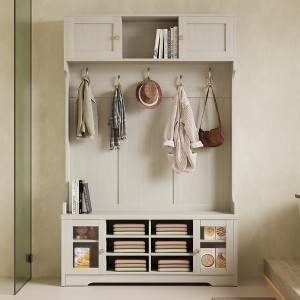 Luck Live Bathroom Storage Cabinet, 46.45 Inches High, with Stool Storage Function and Four-Hook Entry Organizer - 1 of 4