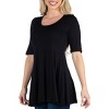 24seven Comfort Apparel Womens Elbow Sleeve Swing Tunic Top For Women - 2 of 4