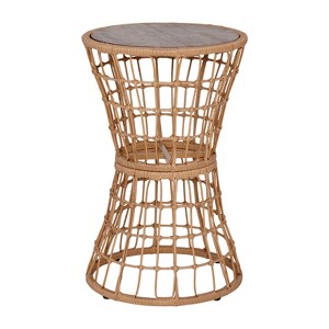 Flash Furniture Devon Indoor/Outdoor Natural Finish Rattan Rope Table with Acacia Wood Top, Fade and Weather Resistant - 1 of 4