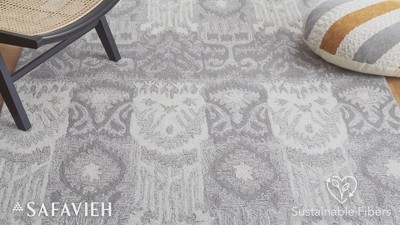 Ivory and Black Hand-Tufted Wool Ikat Area Rug 3' x 5'