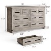 Brown Farmhouse 8 Drawer Dresser for Bedroom Rustic Wood Chest of Drawers Vintage Storage Organizer for Living Room TV Stand 55 Inch - 2 of 4