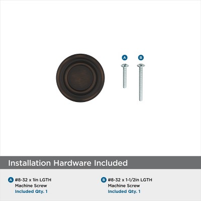 Ville Round Oil Rubbed Bronze Cabinet Knob with Mounting Hardware