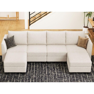 Belffin Modular Sectional Sofa Chenille U Shaped Couch with Double Chaise for Living Room, Beige