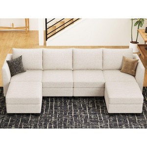 Belffin Modular Sectional Sofa Chenille U Shaped Couch with Double Chaise for Living Room, Beige - 1 of 4