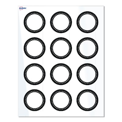 Avery Labels, 2" Diameter, Glossy White, Black & White Polka Dots, 120ct