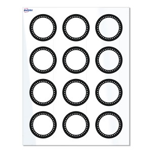 Avery Labels, 2" Diameter, Glossy White, Black & White Polka Dots, 120ct - 1 of 4