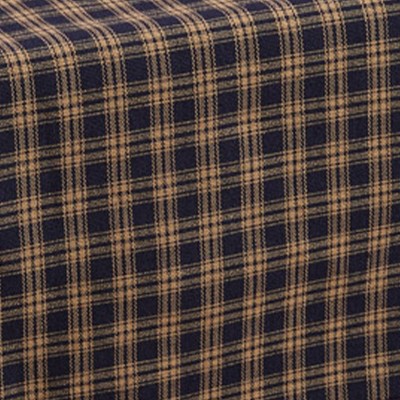 Navy and Tan Plaid Cotton Table Runner 13" x 36"