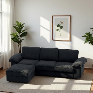 GDFStudio Cleo 105.5'' Modern Convertible L-Shaped 4-Seater Velvet Upholstered Sectional Sofa - 1 of 4