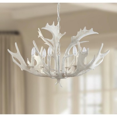 White Faux Antler 30-Inch Resin Chandelier