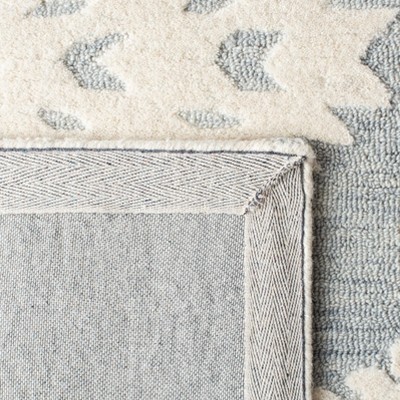 Ivory and Light Grey Handmade Wool Tufted 6' x 9' Area Rug