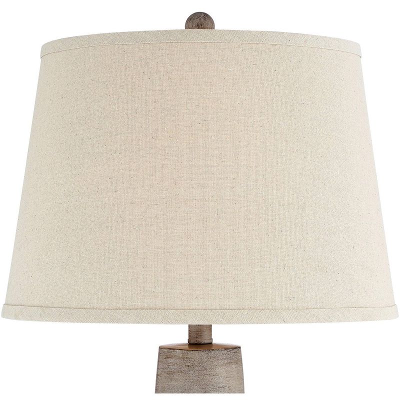 Regency Hill Glenn Rustic Country Cottage Table Lamps 27" Tall Set of 2 Brushed Gray Terra Cotta Beige Fabric Shade for Bedroom Living Room Nightstand, 3 of 13