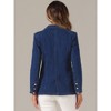 Allegra K Women's Notched Lapel Denim Single Breasted Shoulder Pad Business Casual Blazer - 3 of 4