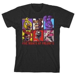Five Nights at Freddy's Character Squares Boy's Black T-shirt - 1 of 3