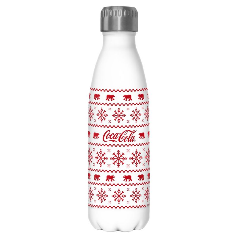 Coca Cola Christmas Logo Sweater Print Stainless Steel Water Bottle, 1 of 3