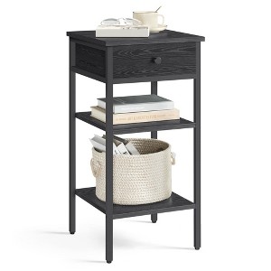 VASAGLE Tall Nightstand, Bedside Table with Drawer and Shelfs, End Table, Telephone Table - 1 of 4