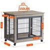 JUJABU 31.50'' Grey Furniture Dog Cage Crate with Double Doors on Casters - 3 of 4