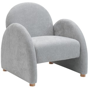 PAGED Boucle Accent Chair, Living Room Chairs with Curved Armrests, Upholstered Lounge Chair with Wooden Frame for Living Room - 1 of 4