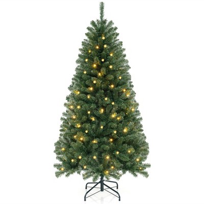 Tangkula 6/7/8 FT Christmas Tree w/568/830/1182 PVC Branch Tips 200/250/400 Warm White LED Lights Gloves
