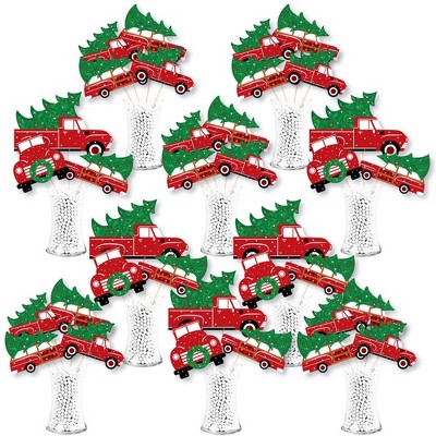 Red Plaid Wooden Texture Truck With Christmas Tree Snowflake Ugly