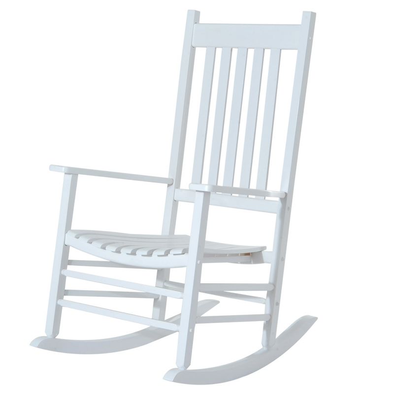 Outsunny Wooden Rocking Chair Indoor / Outdoor Rocker with High Back for Patio, Porch, 4 of 10