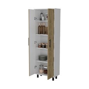 Gulches Tall Pantry Cabinet - 5-Shelf Cupboard Storage Organizer with Double Long Doors, Metal Handles & Legs 22.4"W X 11"D - 1 of 4