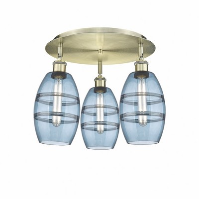 Vaz - 3 Light Flush Mount In Industrial Style-9.13 Inches Tall and 17.63 Inches Wide