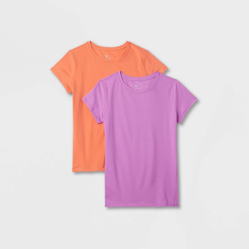 Girls&#39; 2pk Core Short Sleeve T-Shirt - All In Motion™, 1 of 5