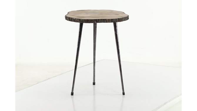 Rustic Mango Wood Slice Accent Table Brown - Olivia &#38; May, 2 of 5, play video