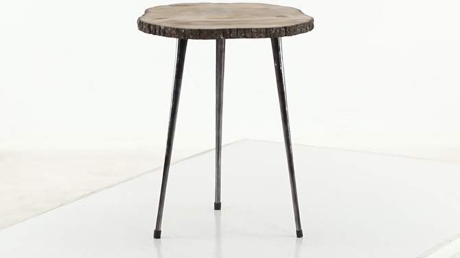 Rustic Mango Wood Slice Accent Table Brown - Olivia &#38; May, 2 of 5, play video