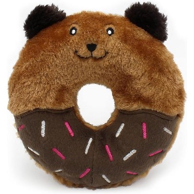 ZippyPaws Donutz Buddies Interactive Pet Toys - Donut Dog Hide and Seek Toy, Puppy Toys, Colorful Squeaky Dog Toys, Bear, original, (ZP1032)