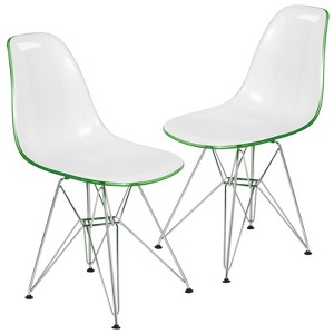 LeisureMod Cresco Modern Acrylic Dining Chairs (Set of 2) – Eiffel Chrome Base, Stylish Accent Chairs for Contemporary Dining Rooms & Kitchen Tables - 1 of 4